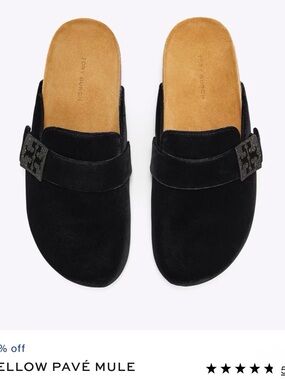 Tory Burch Mellow Pavé Velvet Mule Black  Clogs Size 7